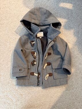 Janie & Jack Grey Hooded Toggle Coat